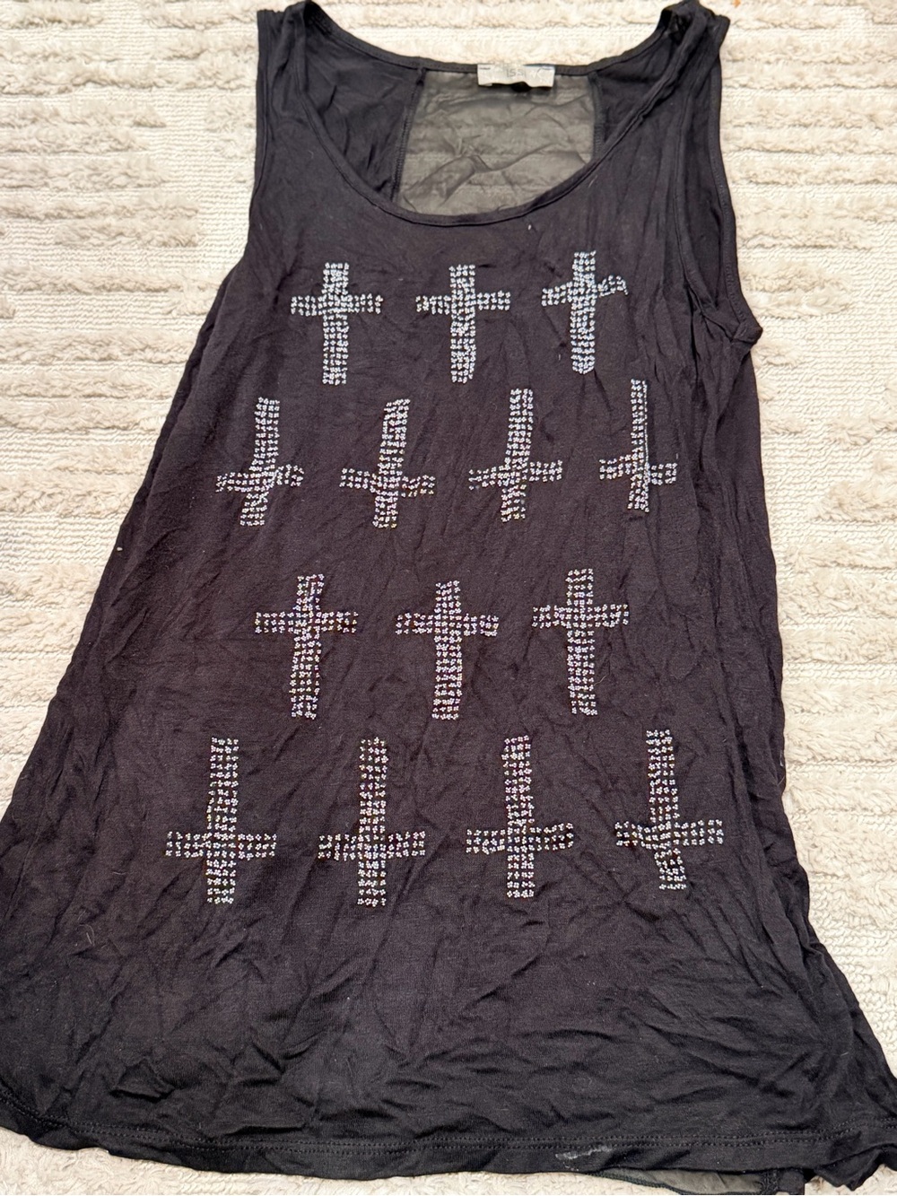 ISSI Black Studded Cross Tunic Tank